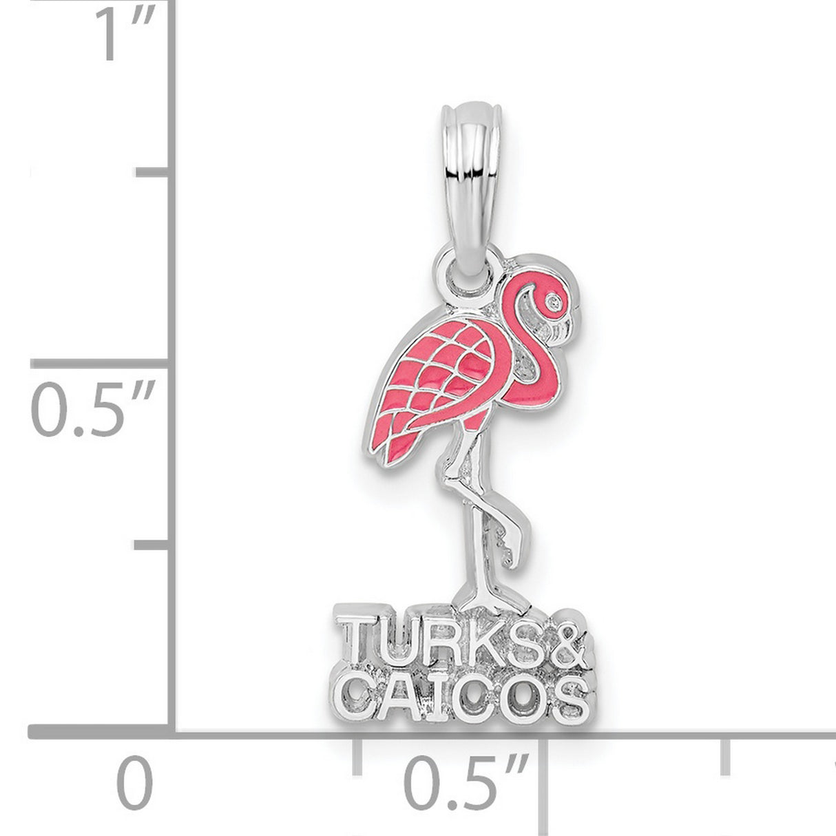 Sterling Silver Flamingo Pendant with Pink Enamel, Tropical Beach Vacation Jewelry