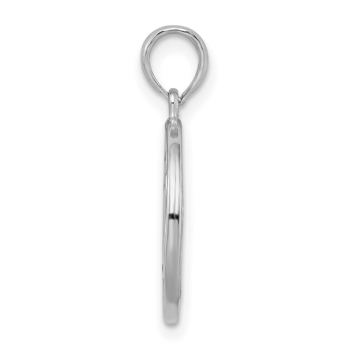 Sterling Silver Om Pendant with Textured Circle and Blue Enamel Detail