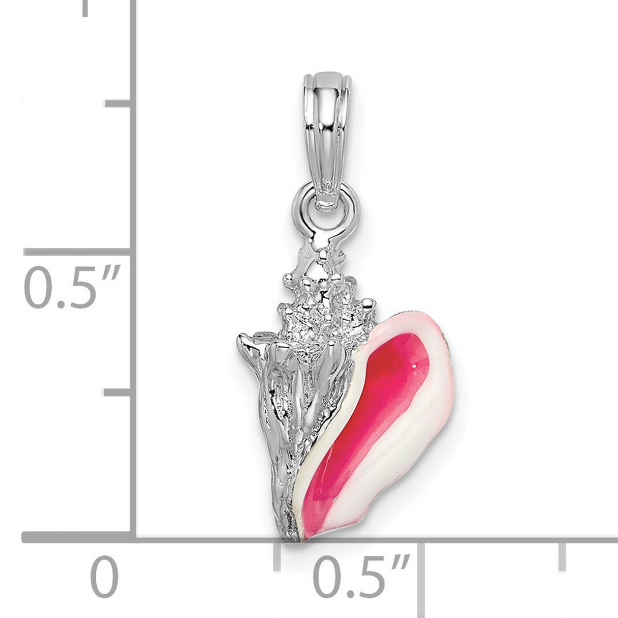Sterling Silver Conch Pendant with Pink and White Enamel, Ocean-Inspired Shell Design