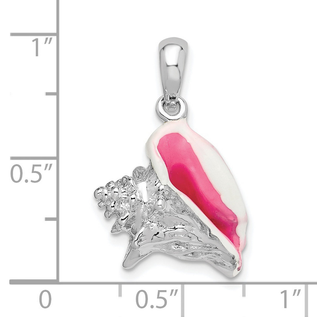 Sterling Silver Conch Shell Pendant with Pink and White Enamel, Nautical Beach Charm