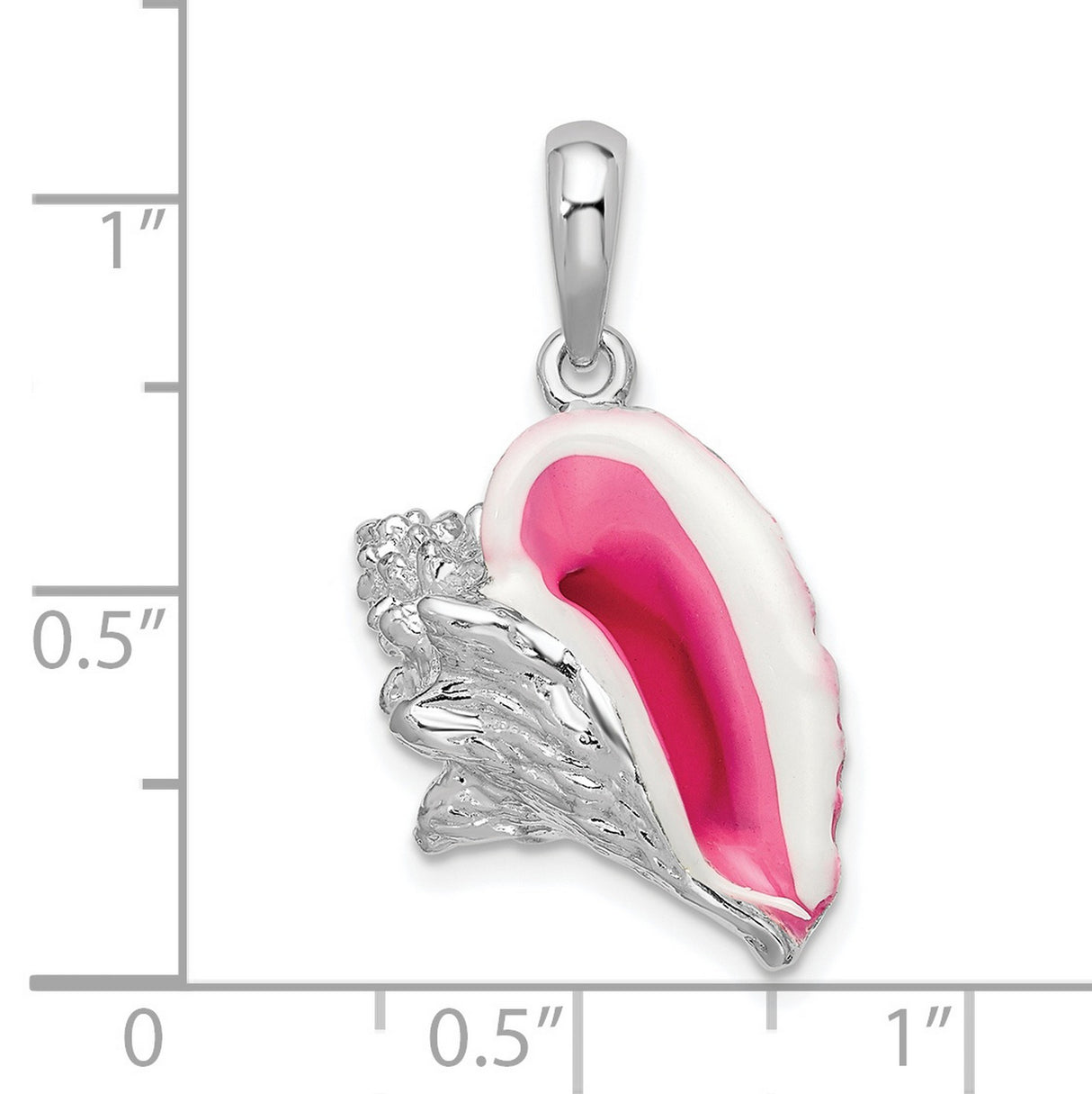 Sterling Silver Conch Shell Pendant with Pink Enamel, Nautical Beach Life Design for Women