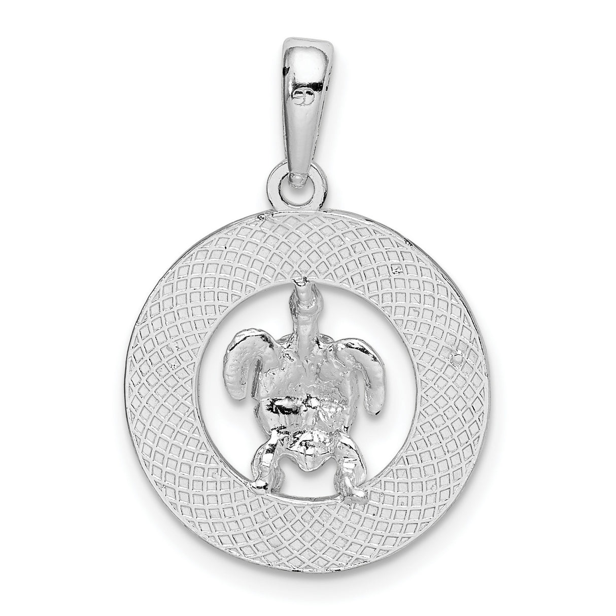 Sterling Silver Turtle Pendant with Green Enamel Accents, Tropical Ocean Theme