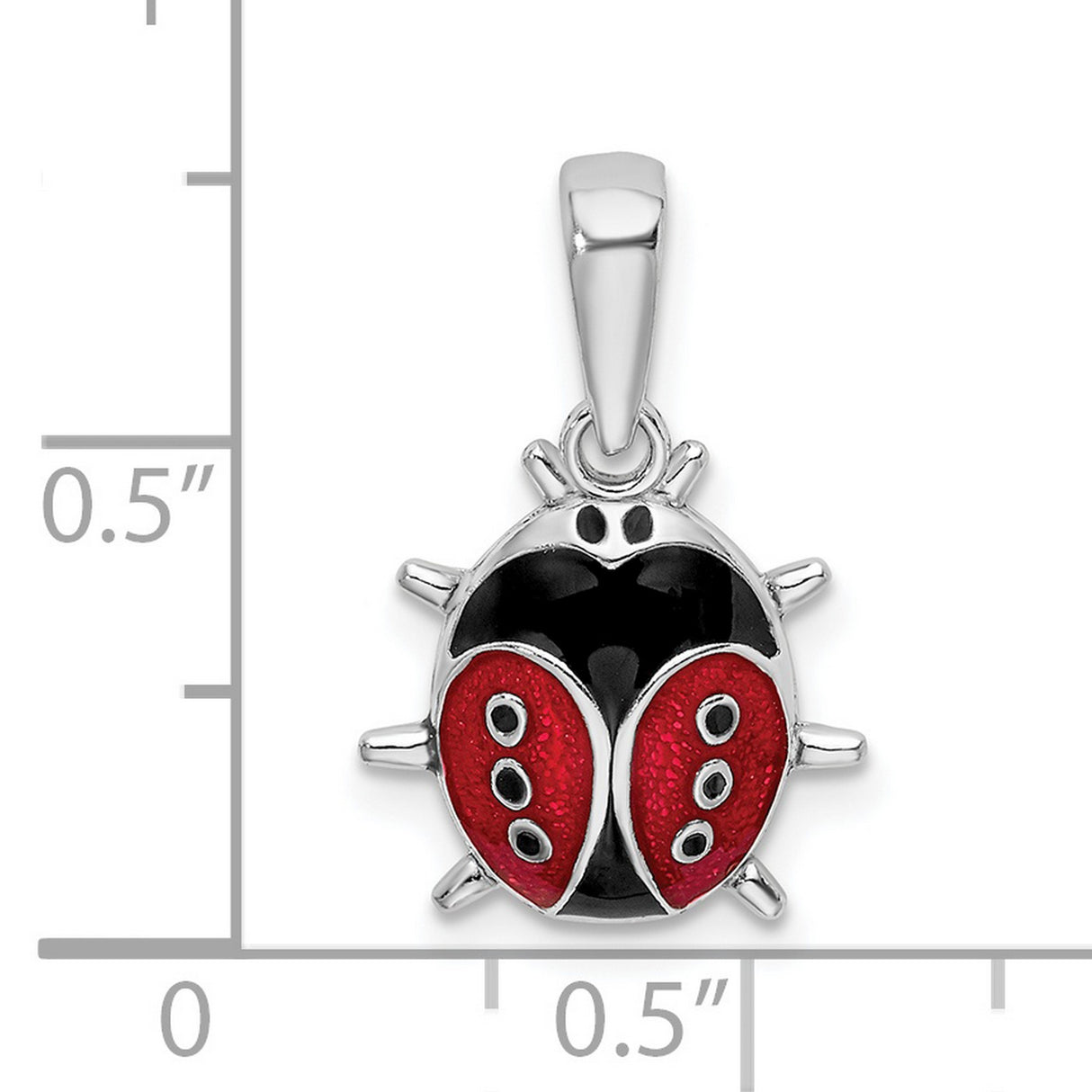Sterling Silver Ladybug Pendant with Red and Black Enamel Accents, Whimsical Insect Charm