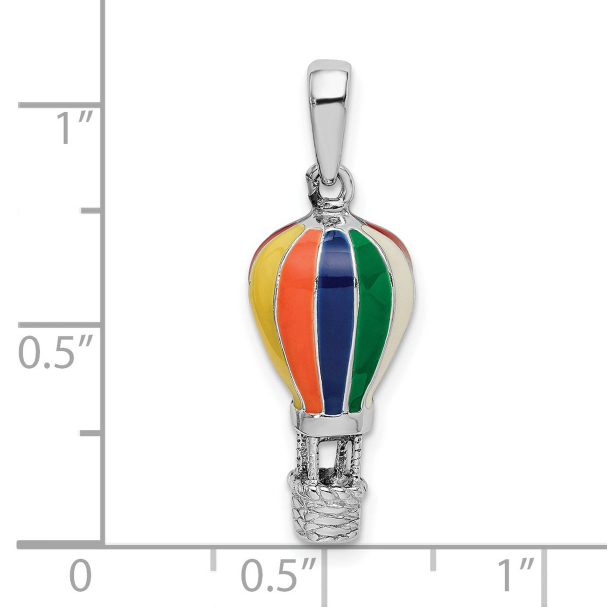 Sterling Silver Hot Air Balloon Pendant with Colorful Enamel, Whimsical Travel Jewelry