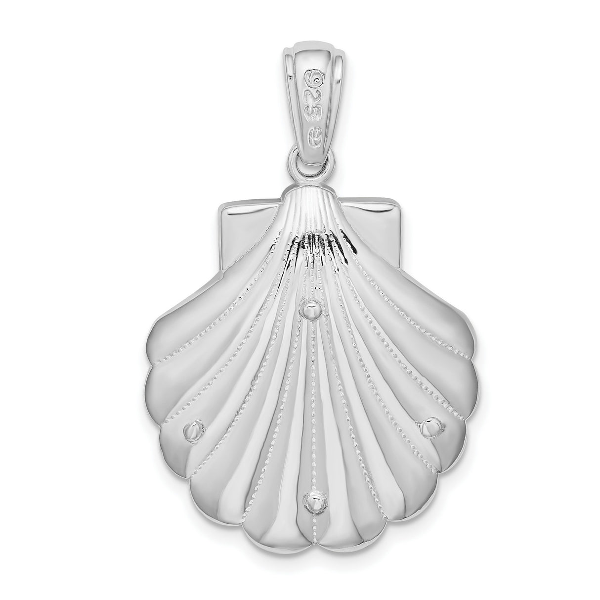 Sterling Silver Sea Turtle Pendant with Blue Enamel Scallop Shell Design