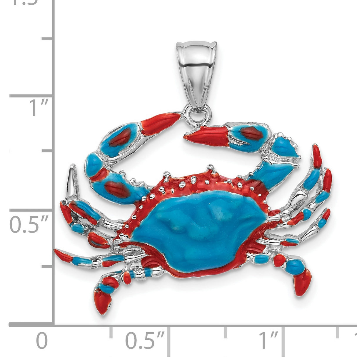 Sterling Silver Crab Pendant with Blue and Red Enamel, Nautical Zodiac Design