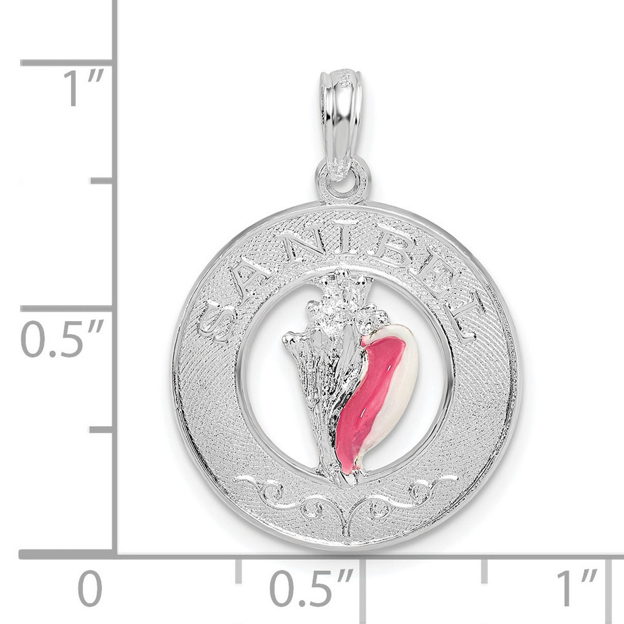 Sterling Silver Pendant with Pink Enamel Conch Shell, Nautical Coastal Charm