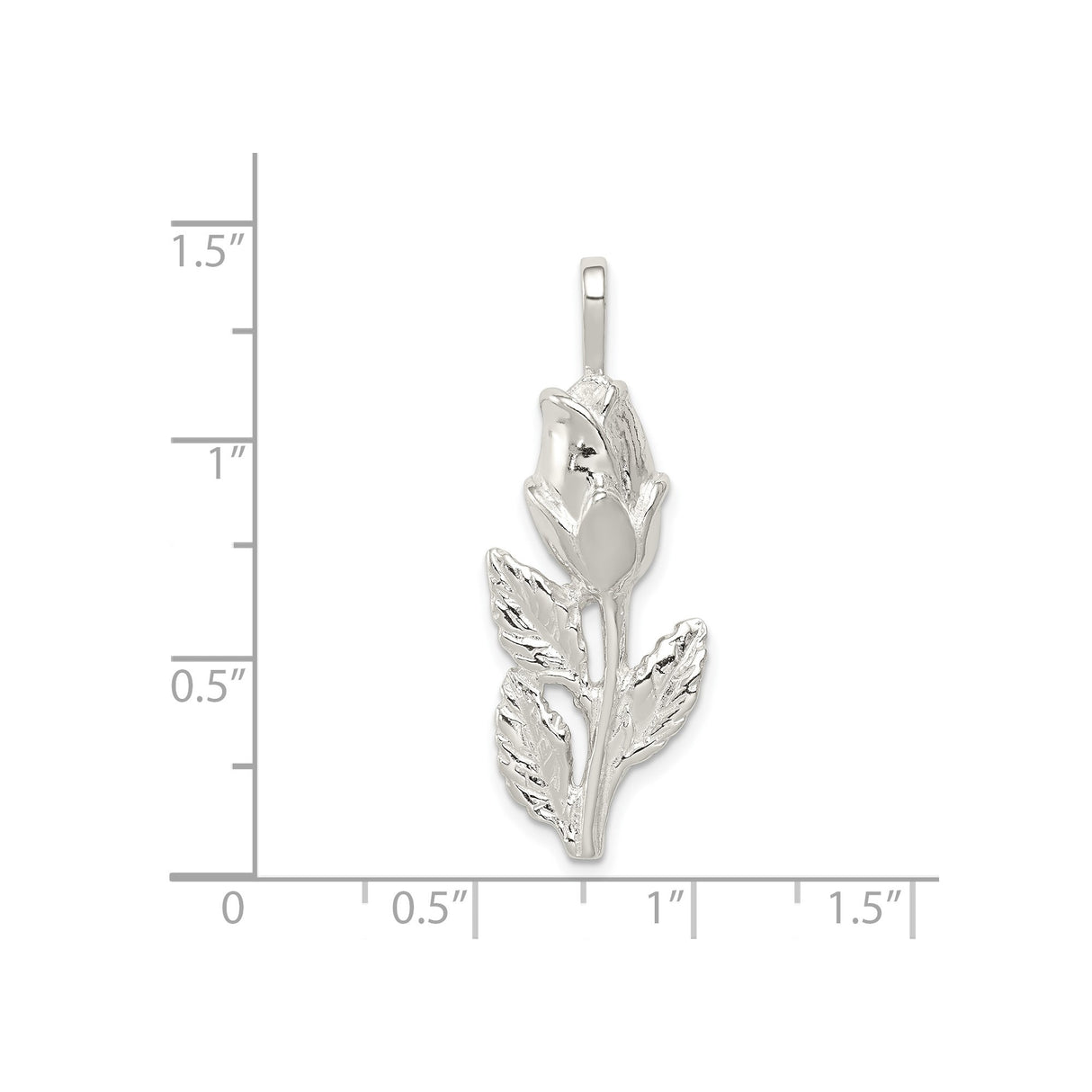 Sterling Silver Rose Pendant with Blooming Rose and Leaf Design for Women