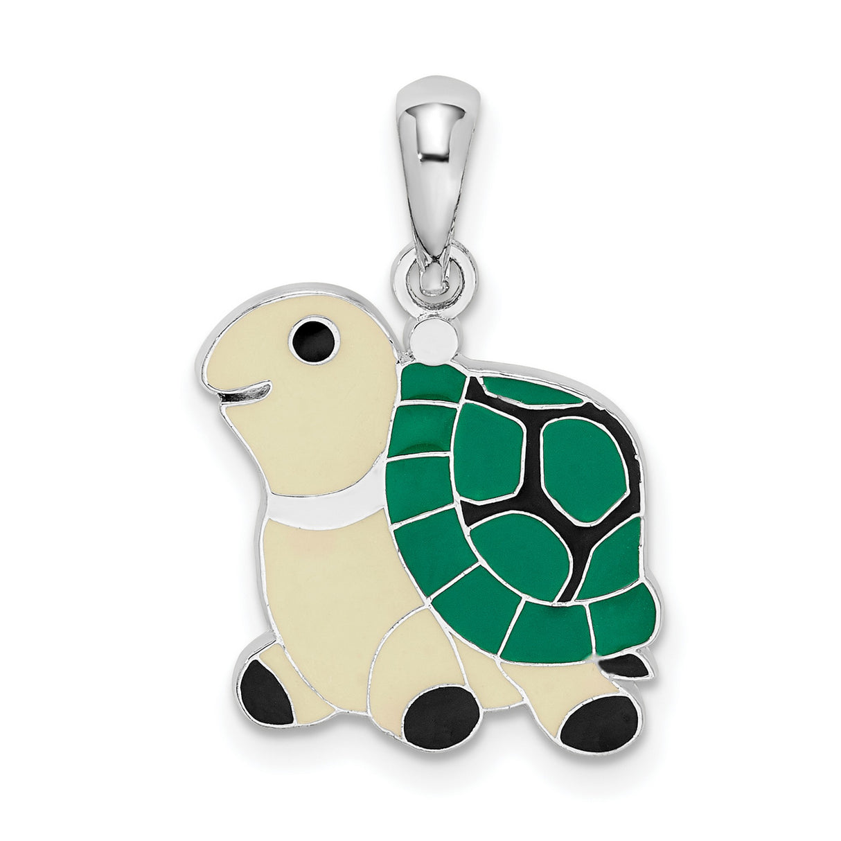 Sterling Silver Turtle Pendant with Colorful Enamel Accents and Ocean-Inspired Design