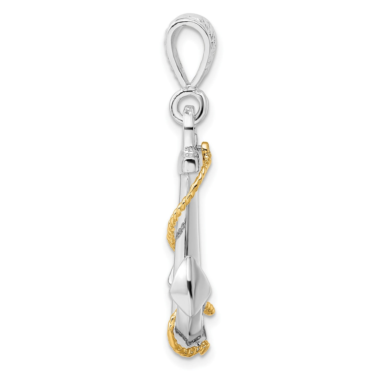 Sterling Silver Anchor Pendant with Twisted 14k Gold Rope Detail, Nautical Christian Theme