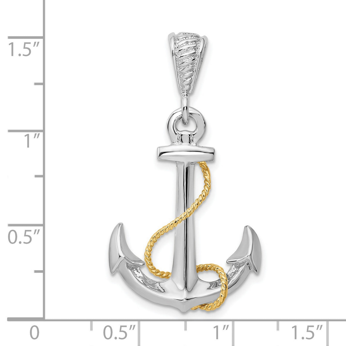 Sterling Silver Anchor Pendant with Twisted 14k Gold Rope Detail, Nautical Christian Theme