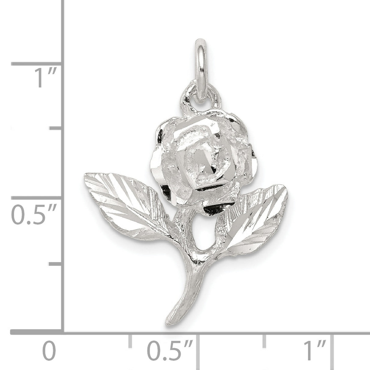 Rose Charm Pendant in Real 925 Sterling Silver