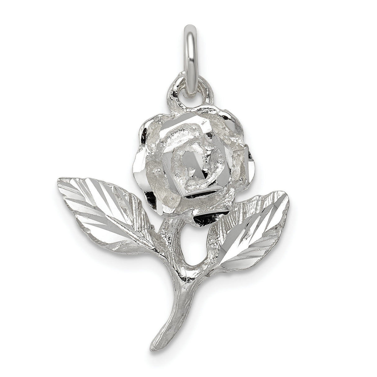 Rose Charm Pendant in Real 925 Sterling Silver