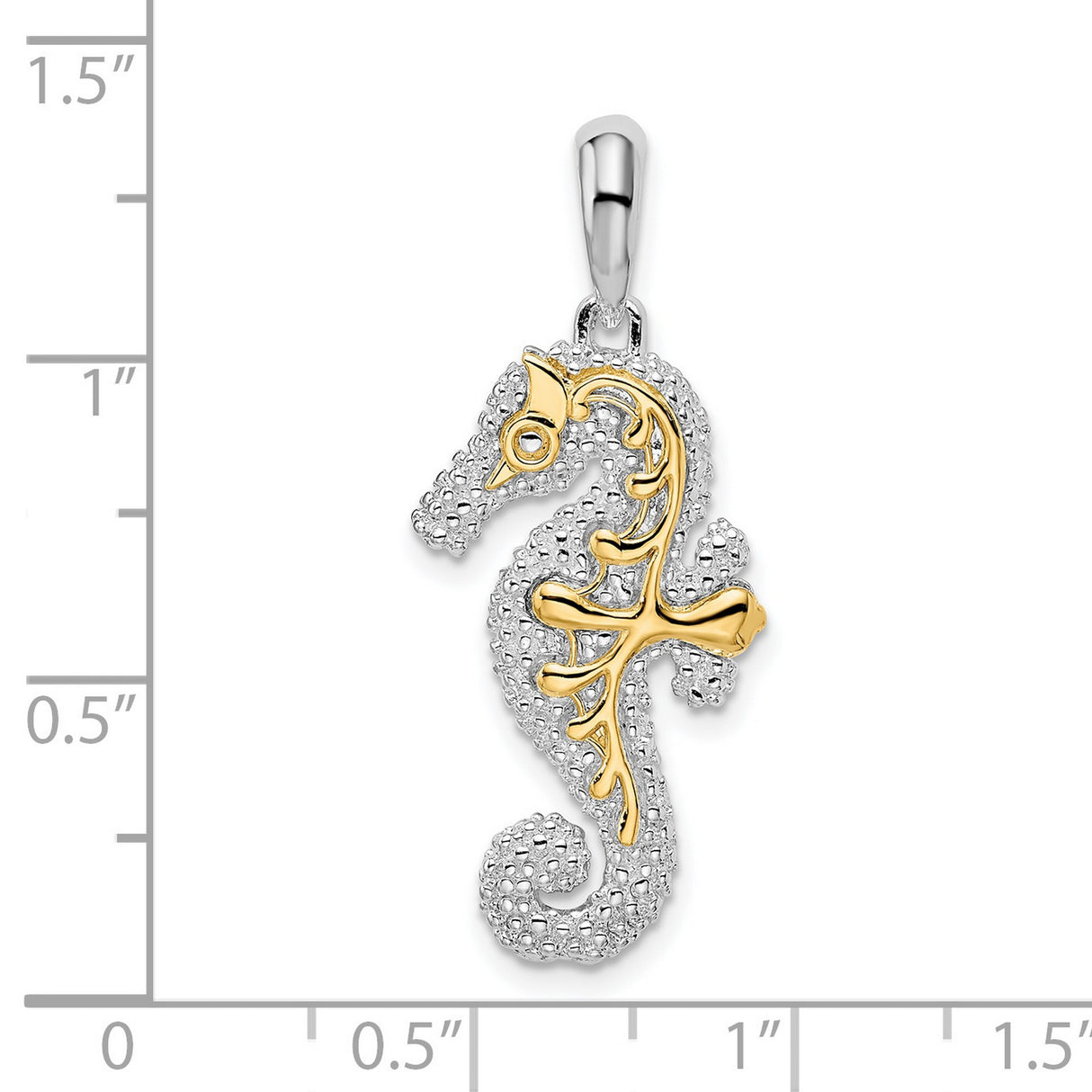 Sterling Silver Seahorse Pendant, Two-Tone Design with Nautical Theme for Women