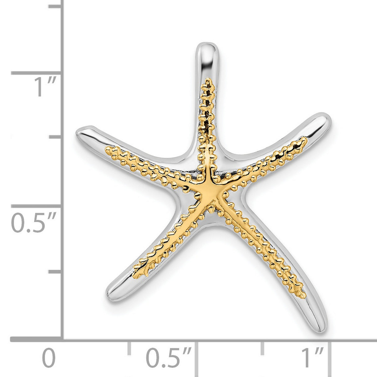 Sterling Silver Starfish Pendant, Two-Tone Ocean-Inspired Nautical Charm for Women