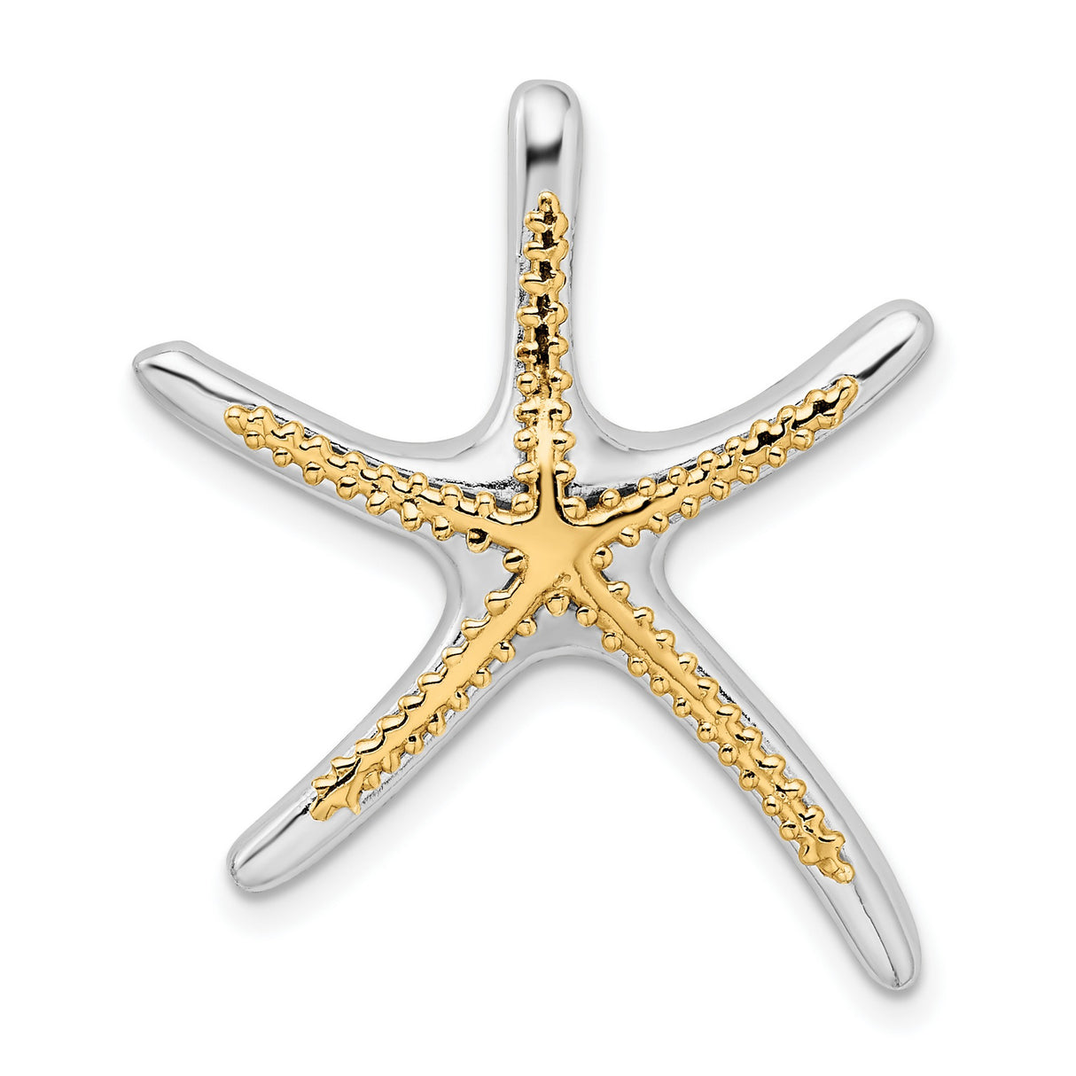 Sterling Silver Starfish Pendant, Two-Tone Ocean-Inspired Nautical Charm for Women