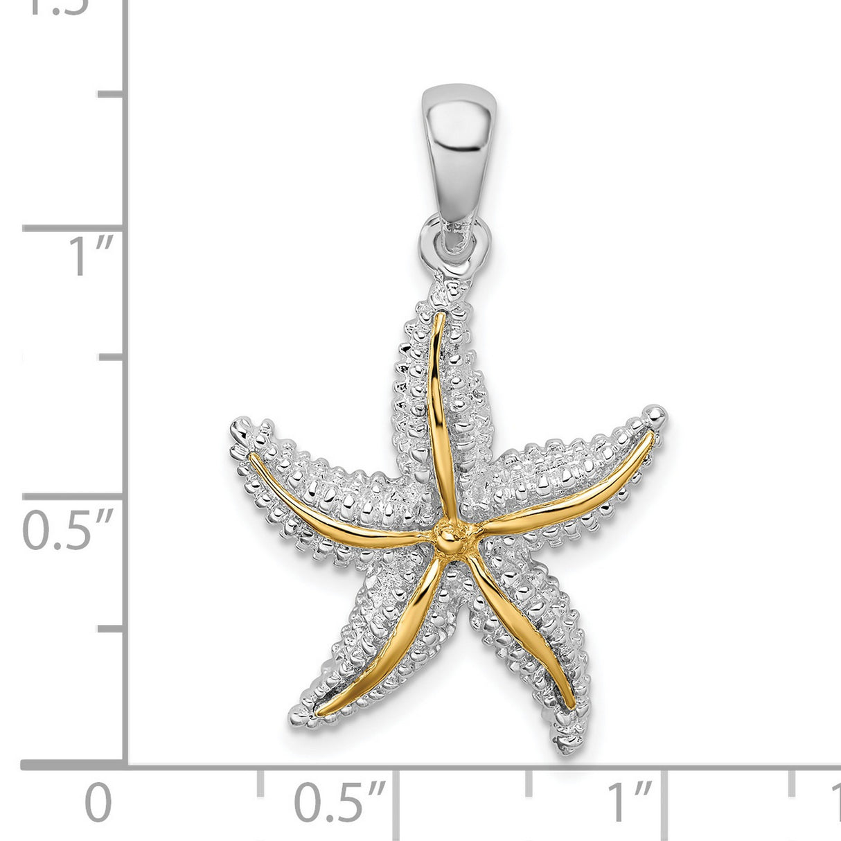 Sterling Silver Pendant, Two-Tone Gold Starfish Design, Nautical Coastal Style