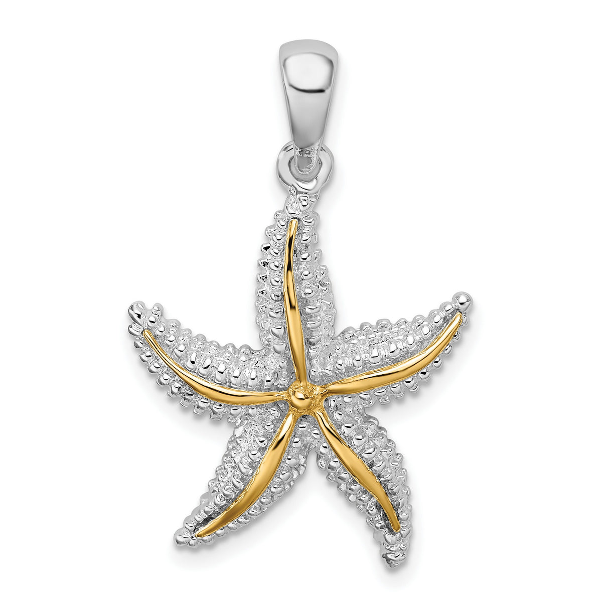 Sterling Silver Pendant, Two-Tone Gold Starfish Design, Nautical Coastal Style