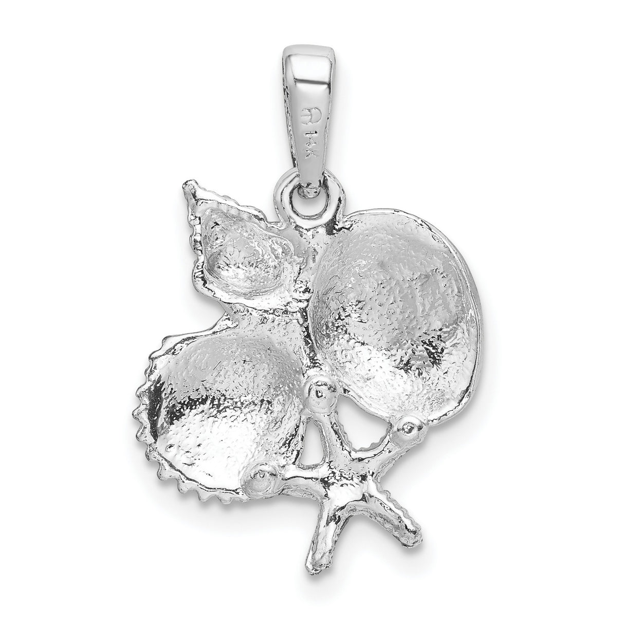 Sterling Silver Pendant with Two-Tone Seashell and Starfish Ocean Theme Design
