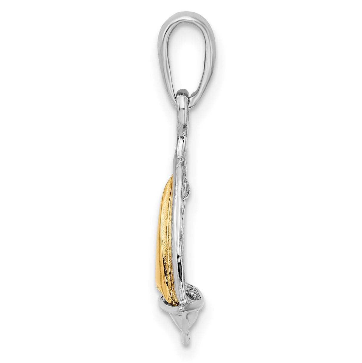 Sterling Silver Sailboat Pendant with 14k Gold Sail Accent, Nautical Charm
