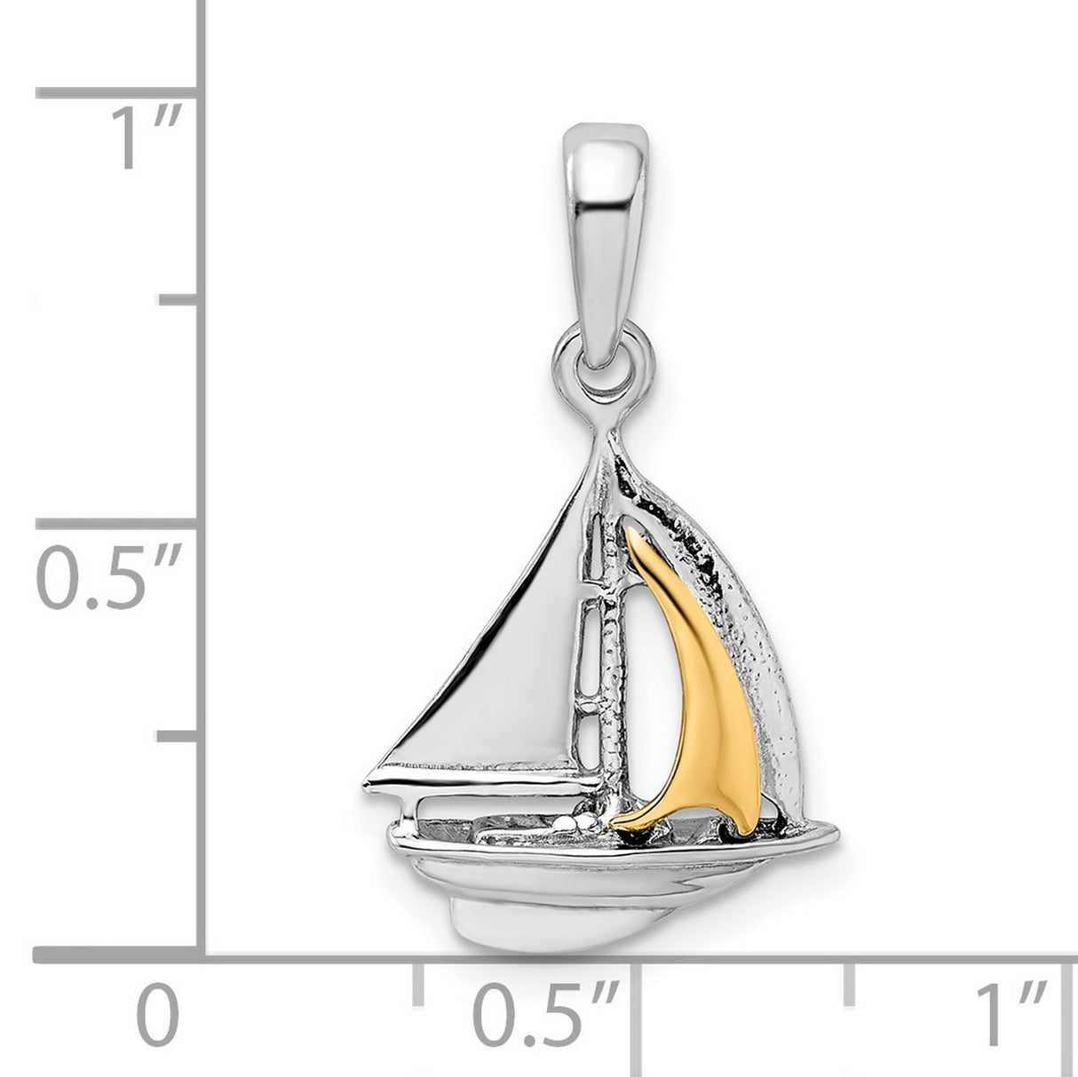 Sterling Silver Sailboat Pendant with 14k Gold Sail Accent, Nautical Charm
