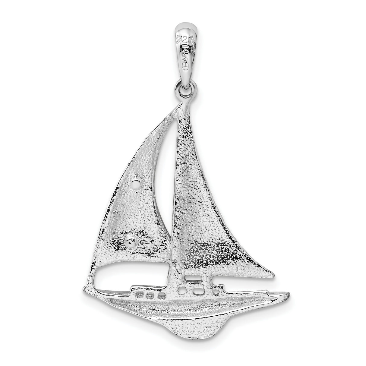 Sterling Silver Sailboat Pendant, Two-Tone Nautical Design for Sea and Sailing Lovers