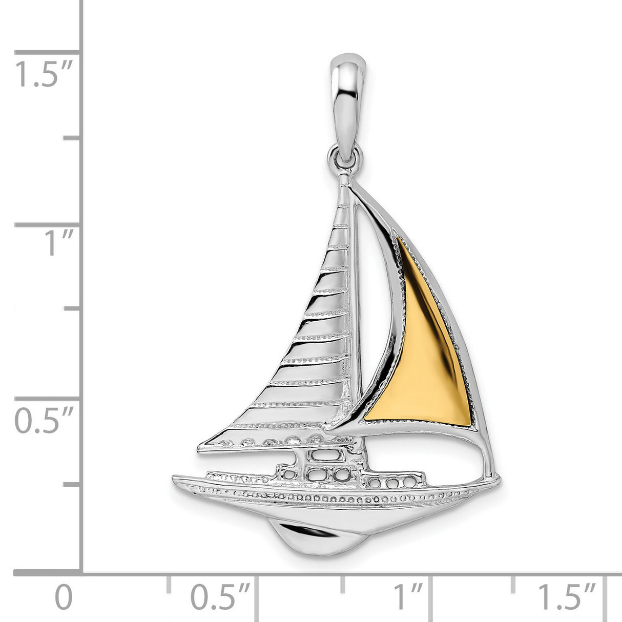 Sterling Silver Sailboat Pendant, Two-Tone Nautical Design for Sea and Sailing Lovers