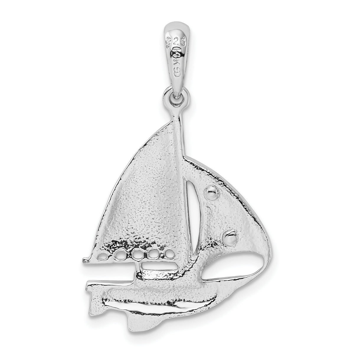 Polished Sailboat with Sail Charm Pendant in Real 925 Sterling Silver