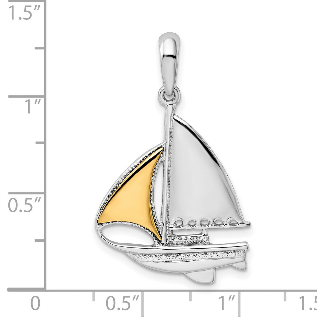 Polished Sailboat with Sail Charm Pendant in Real 925 Sterling Silver