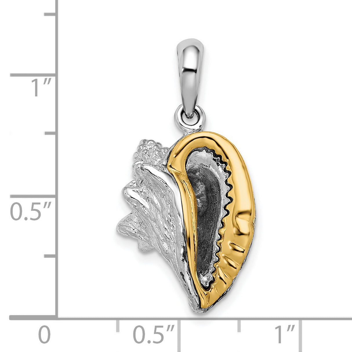 Sterling Silver Pendant, Two-Tone Conch Shell Charm, Nautical Beach Theme for Women