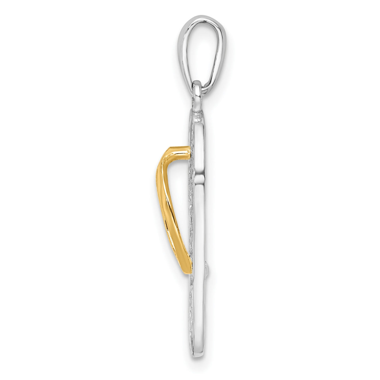 Sterling Silver Flip-Flop Pendant with 14k Gold Flower Accent, Tropical Summer Theme