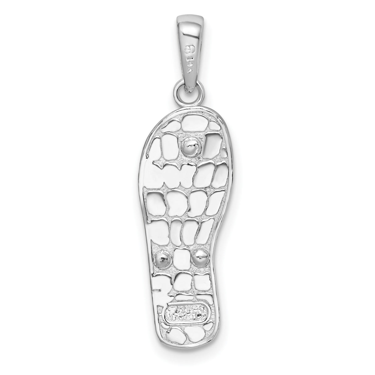 Sterling Silver Flip-Flop Pendant with 14k Gold Flower Accent, Tropical Summer Theme