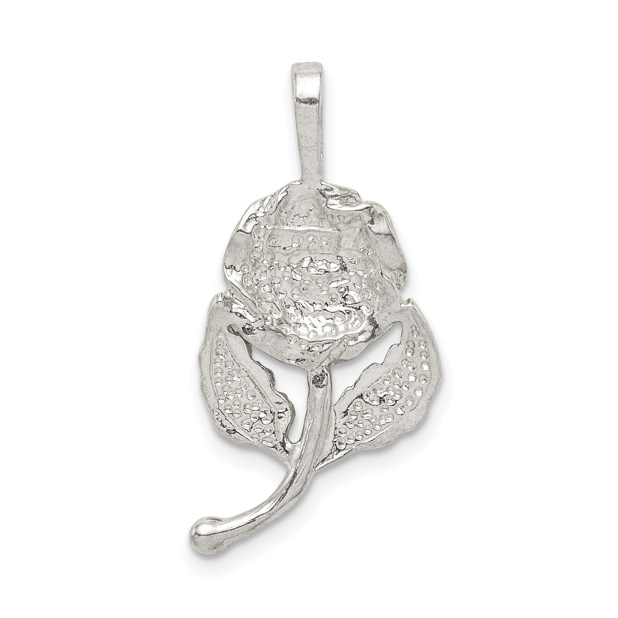 Sterling Silver Rose Pendant with Blooming Flower and Leaf Design, Nature-Inspired Jewelry for Women