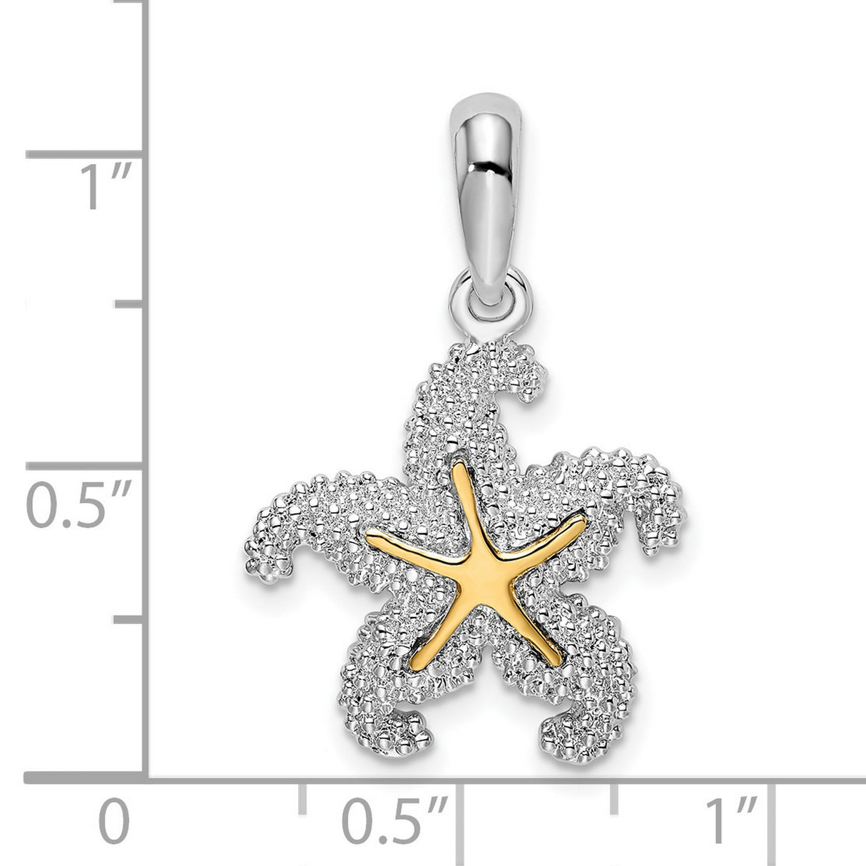 Sterling Silver Starfish Pendant with 14k Gold Accent, Nautical Ocean Charm for Women