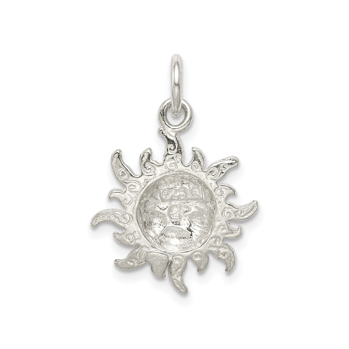 Sterling Silver Sun Face Pendant with Radiant Sunburst Design, Boho Celestial Charm