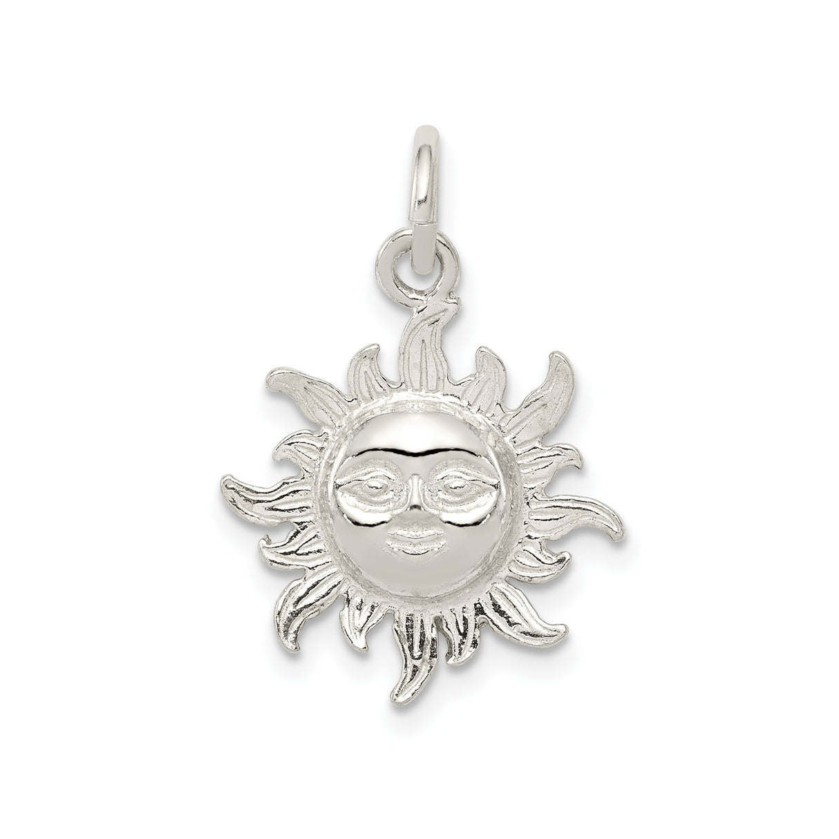 Sterling Silver Sun Face Pendant with Radiant Sunburst Design, Boho Celestial Charm