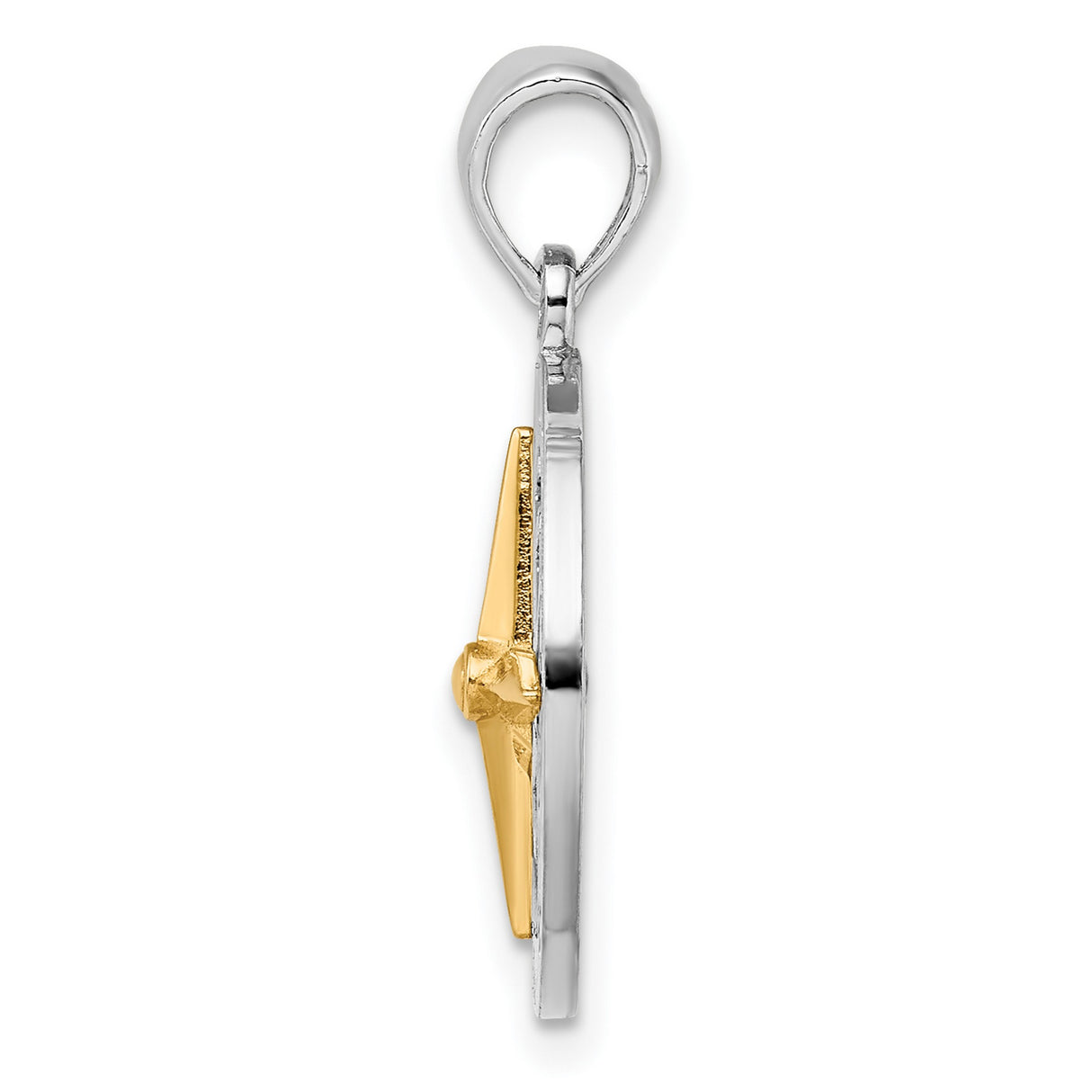 Sterling Silver Compass Pendant with Two-Tone North South East West Design, Nautical Theme