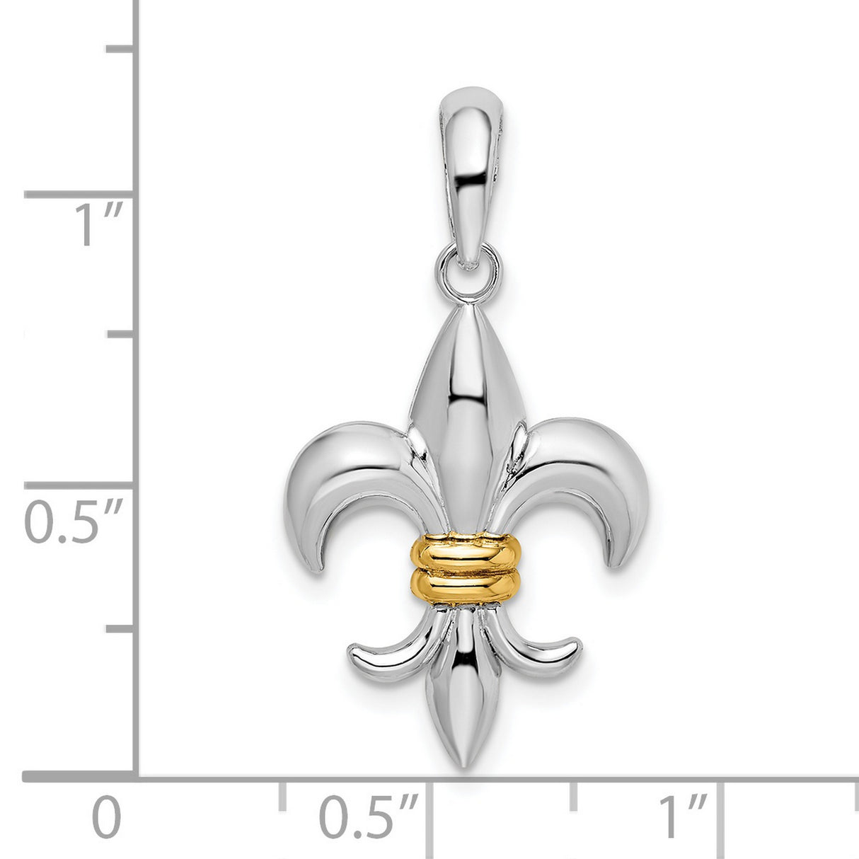 Sterling Silver Pendant, Two-Tone Fleur-de-Lis Cross, Christian Symbol, French Heritage Design