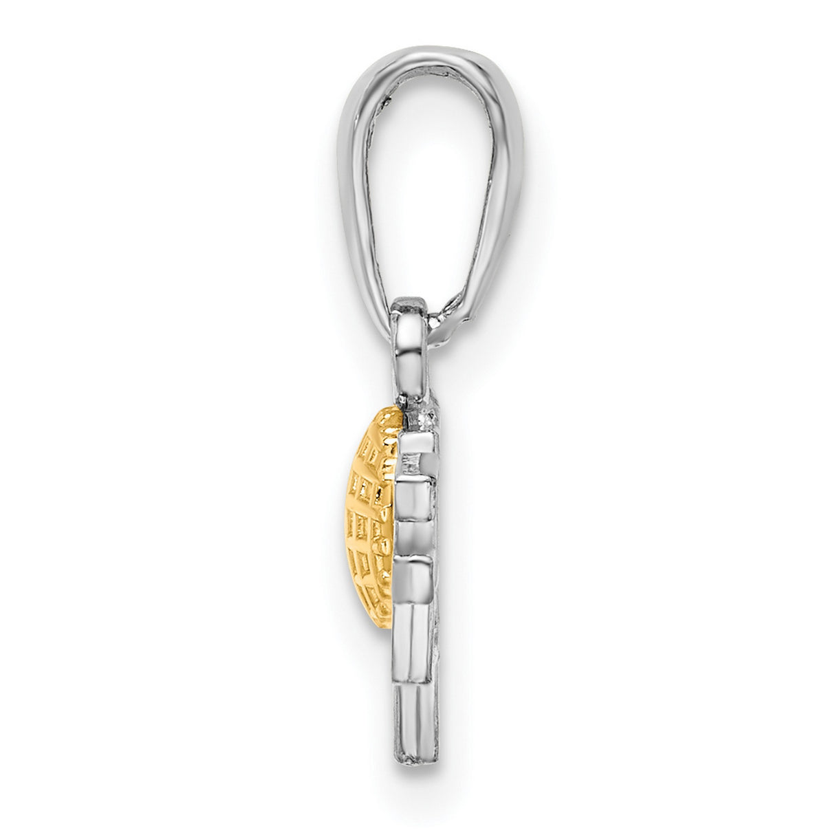 Sterling Silver Pendant, Two-Tone Golf Ball and Tee Design, Sporty Golf-Themed Charm