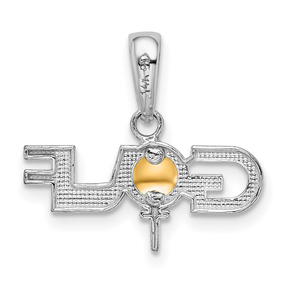 Sterling Silver Pendant, Two-Tone Golf Ball and Tee Design, Sporty Golf-Themed Charm