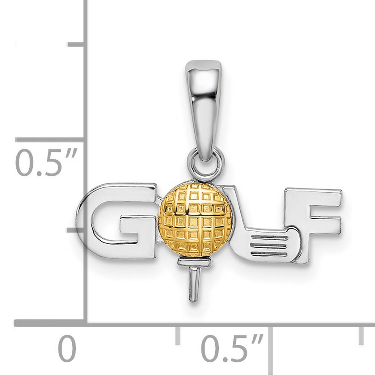 Sterling Silver Pendant, Two-Tone Golf Ball and Tee Design, Sporty Golf-Themed Charm