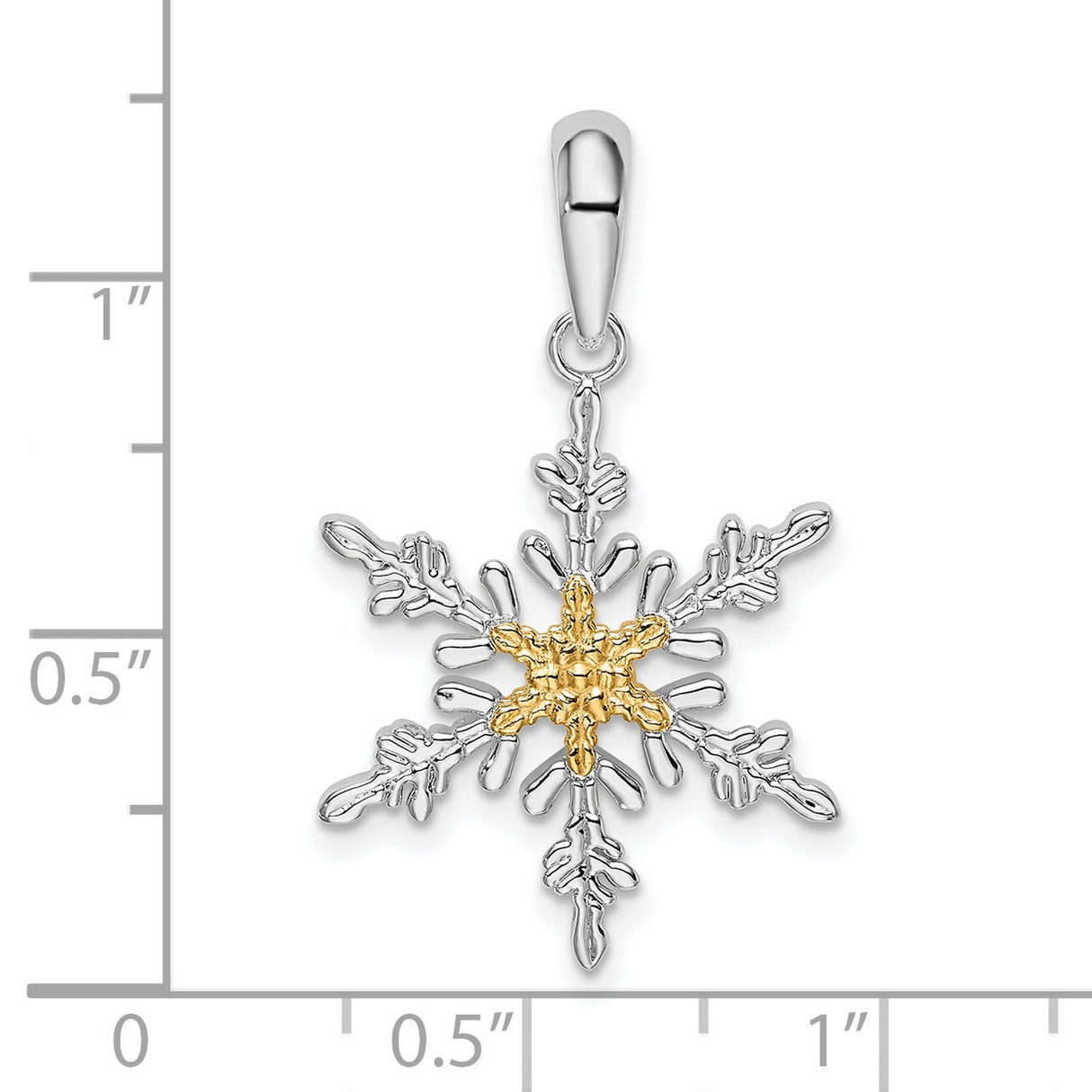 Sterling Silver and 14k Gold Snowflake Pendant, Nature Inspired Winter Theme Jewelry for Women