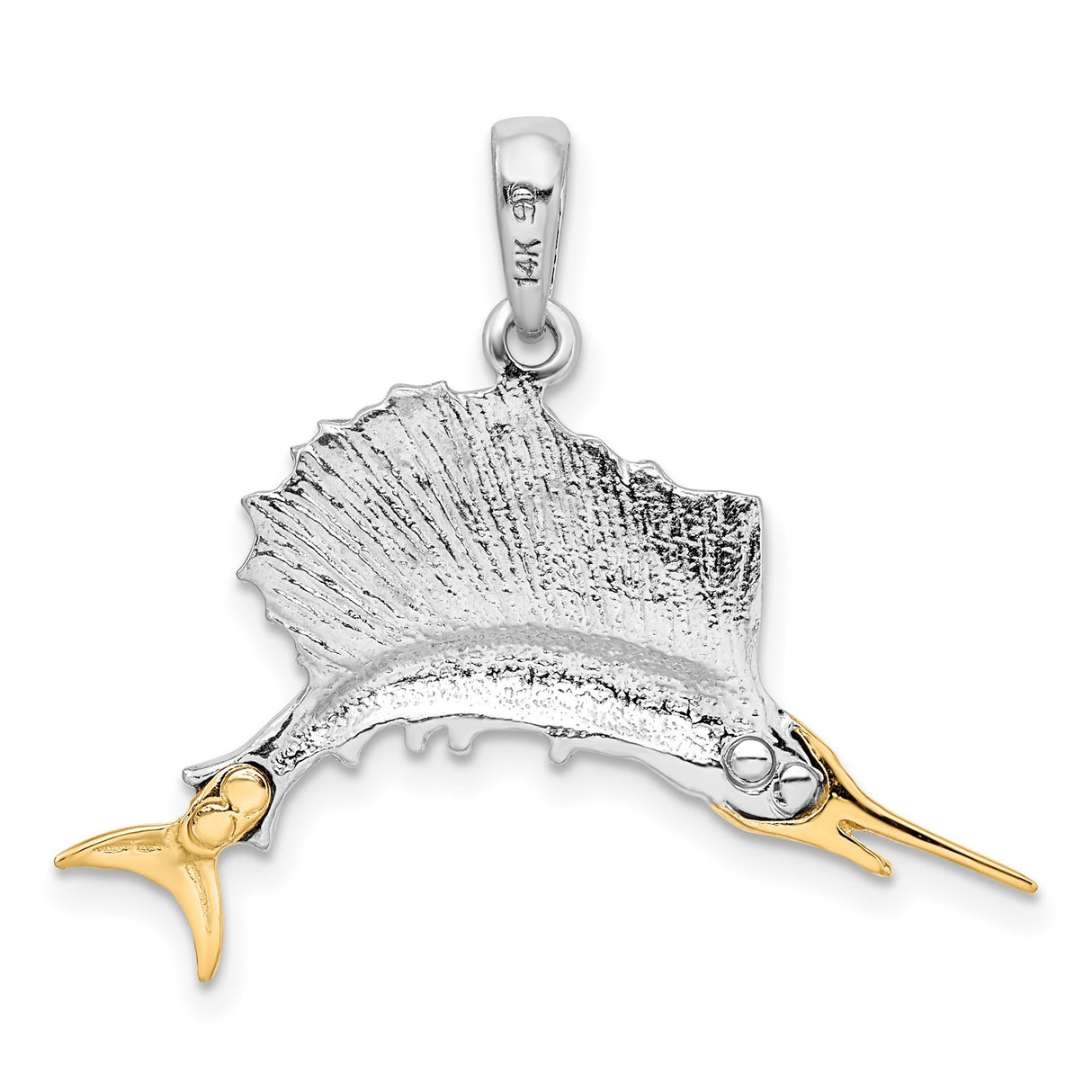 Sterling Silver Sailfish Pendant, Two-Tone Nautical Design, Marine Life Theme