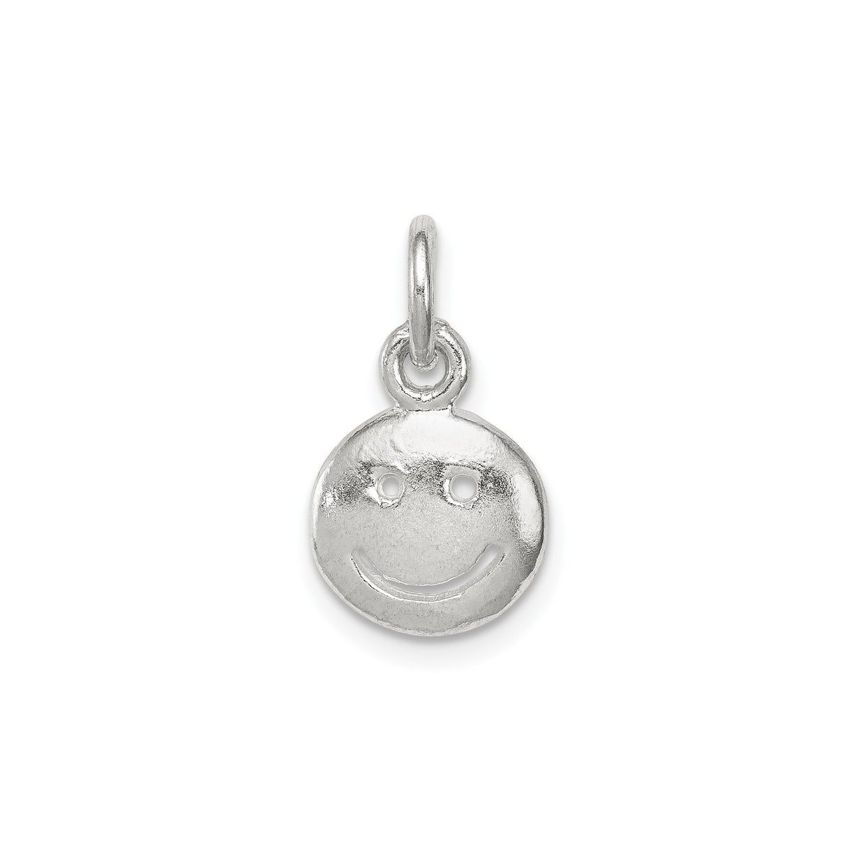 Sterling Silver Smiley Face Charm Pendant with Cutout Happy Design