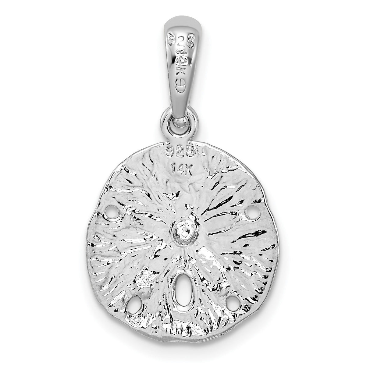 Sterling Silver Sand Dollar Pendant with 14k Gold Starfish, Nautical Beach Charm