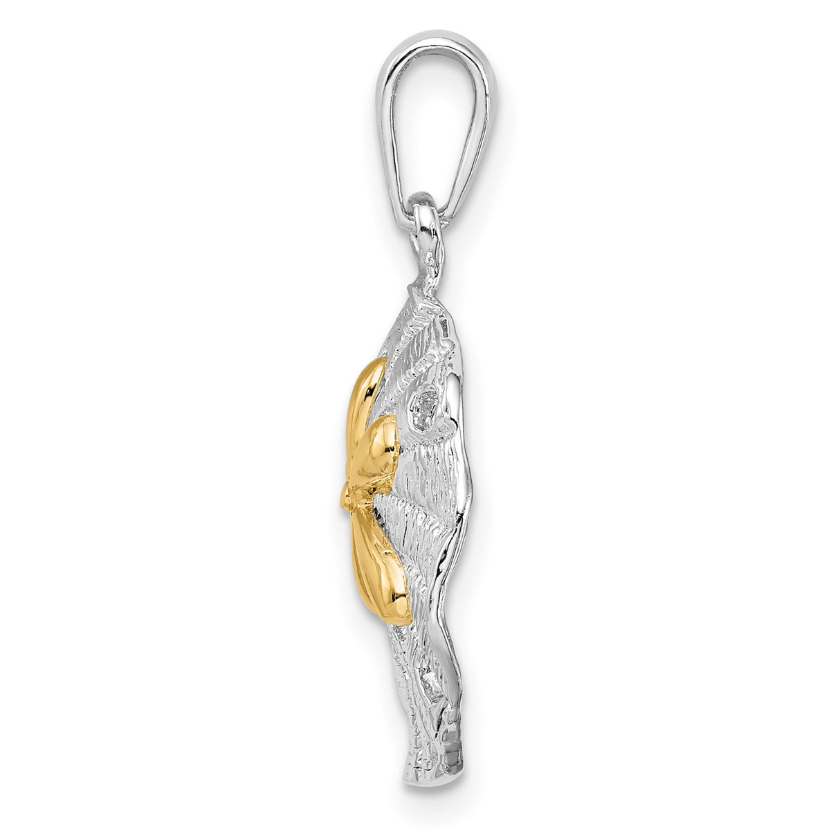 Textured Sand Dollar with Accent Charm Pendant in Real 925 Sterling Silver