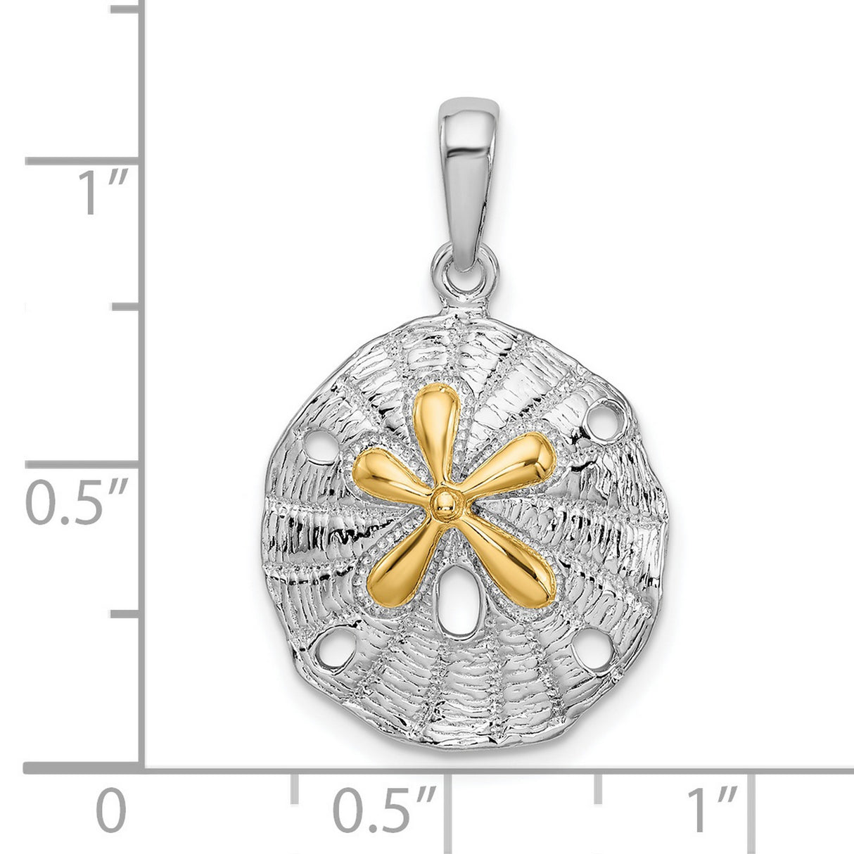 Textured Sand Dollar with Accent Charm Pendant in Real 925 Sterling Silver