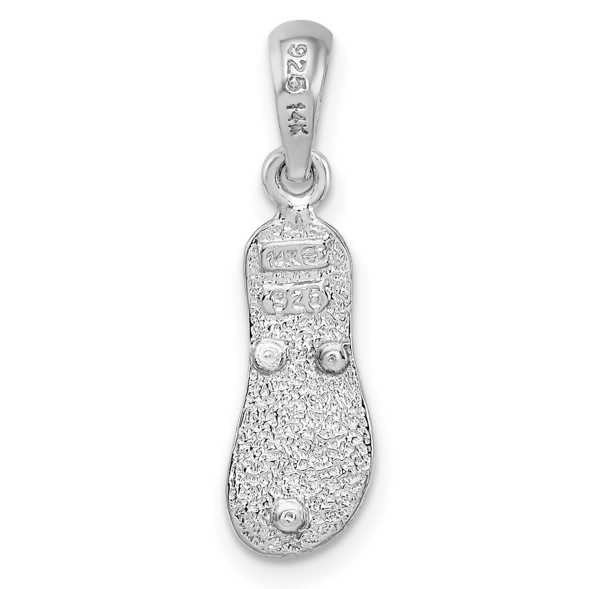 Sterling Silver Flip Flop Pendant, Two-Tone with 14k Gold, Textured Sandal Beach Charm for Women