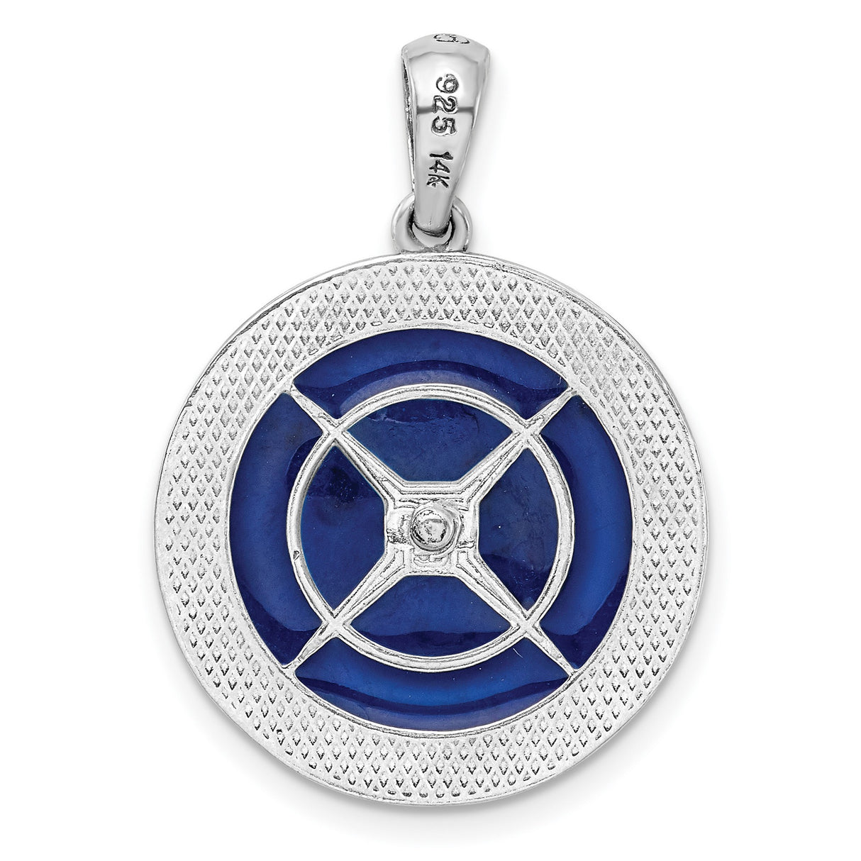 Enameled Compass with Moving Needle Charm Pendant in Real 925 Sterling Silver