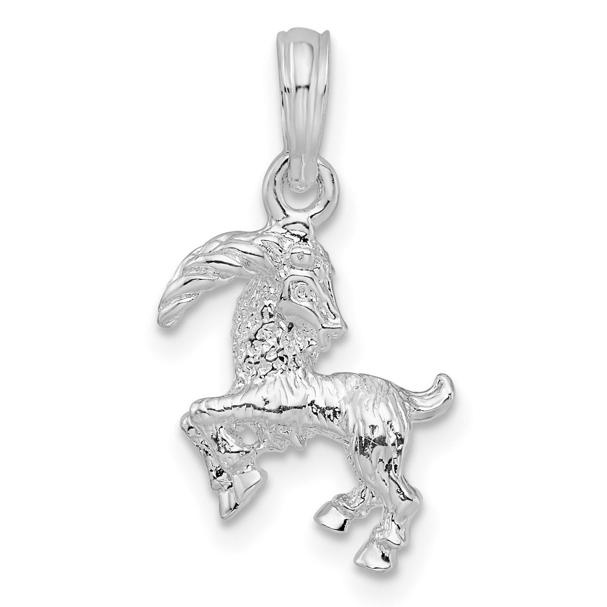Sterling Silver Goat Pendant with Detailed Standing Goat Design, Zodiac Capricorn Charm